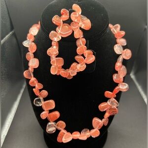 🚨 FINAL SALE 🚨 Polished Cherry Quartz Necklace and Bracelet Set